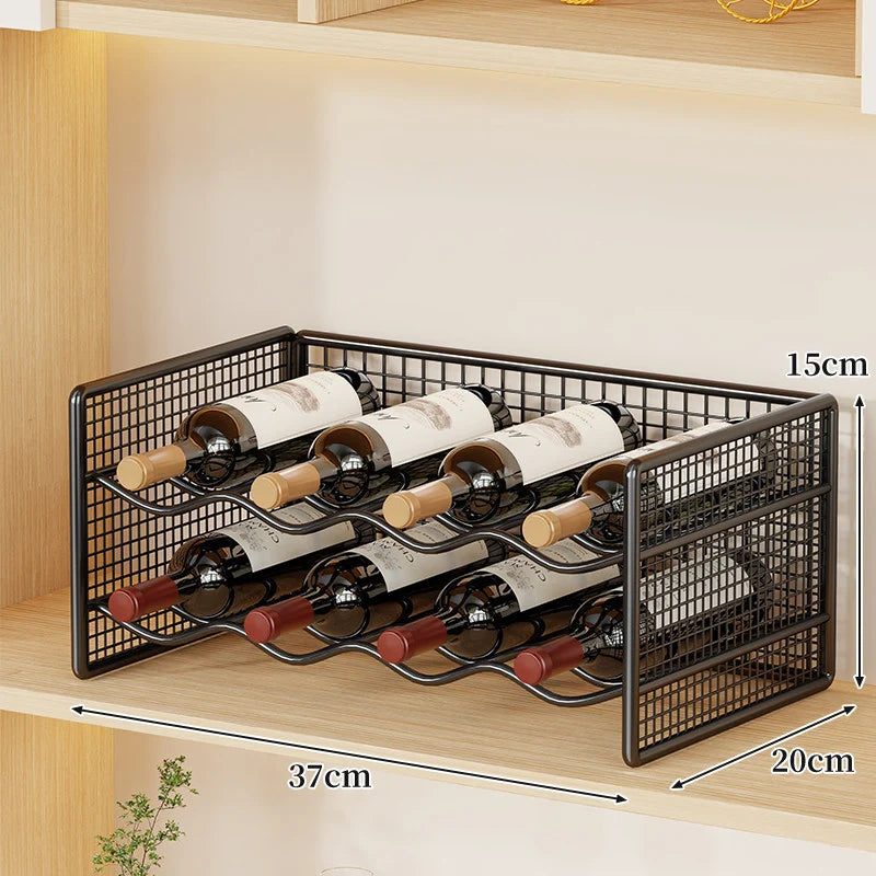 Wine Bottle Rack Powder-Coated Iron Non-Slip Feet