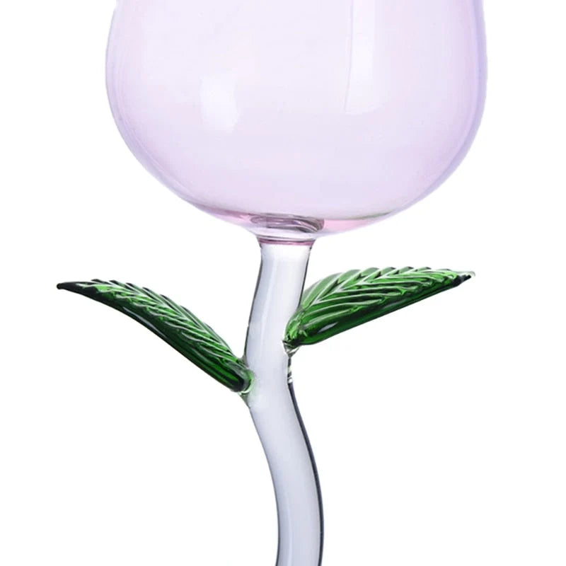 Wine Glass 3D Rose-Shaped Stemless Pink