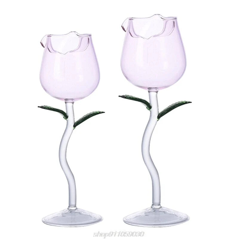 Wine Glass 3D Rose-Shaped Stemless Pink