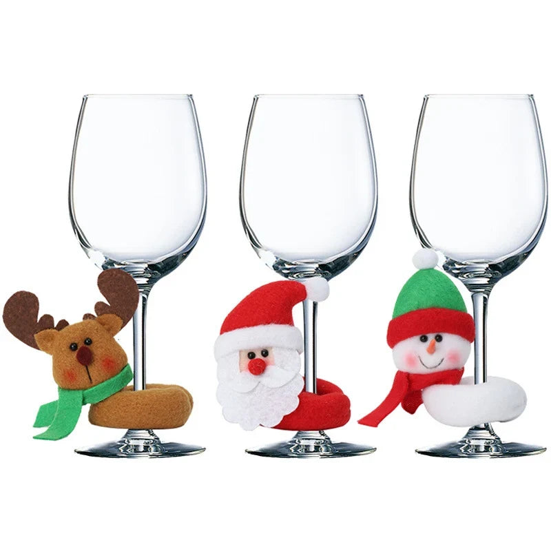 Wine Glass Marker Reindeer Design Non-Slip Felt Sleeve