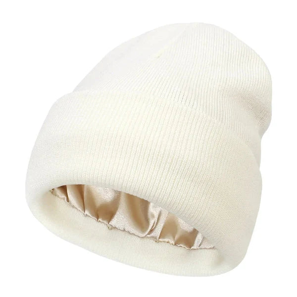 Winter Beanie Wool Outer Silk Lining Breathable Windproof