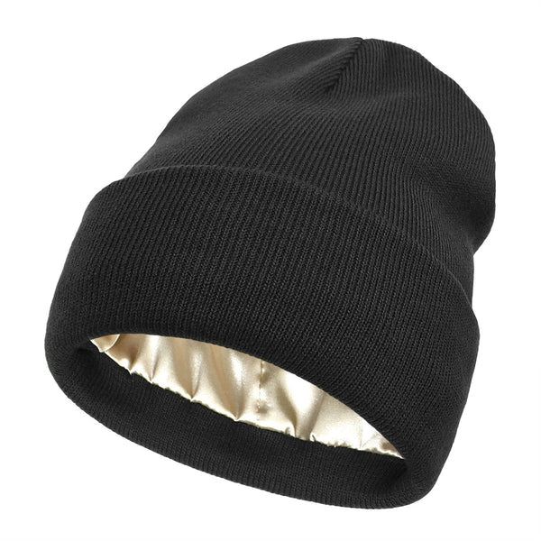 Winter Beanie Wool Outer Silk Lining Breathable Windproof