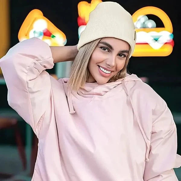 Winter Beanie Wool Outer Silk Lining Hair-Friendly Comfort