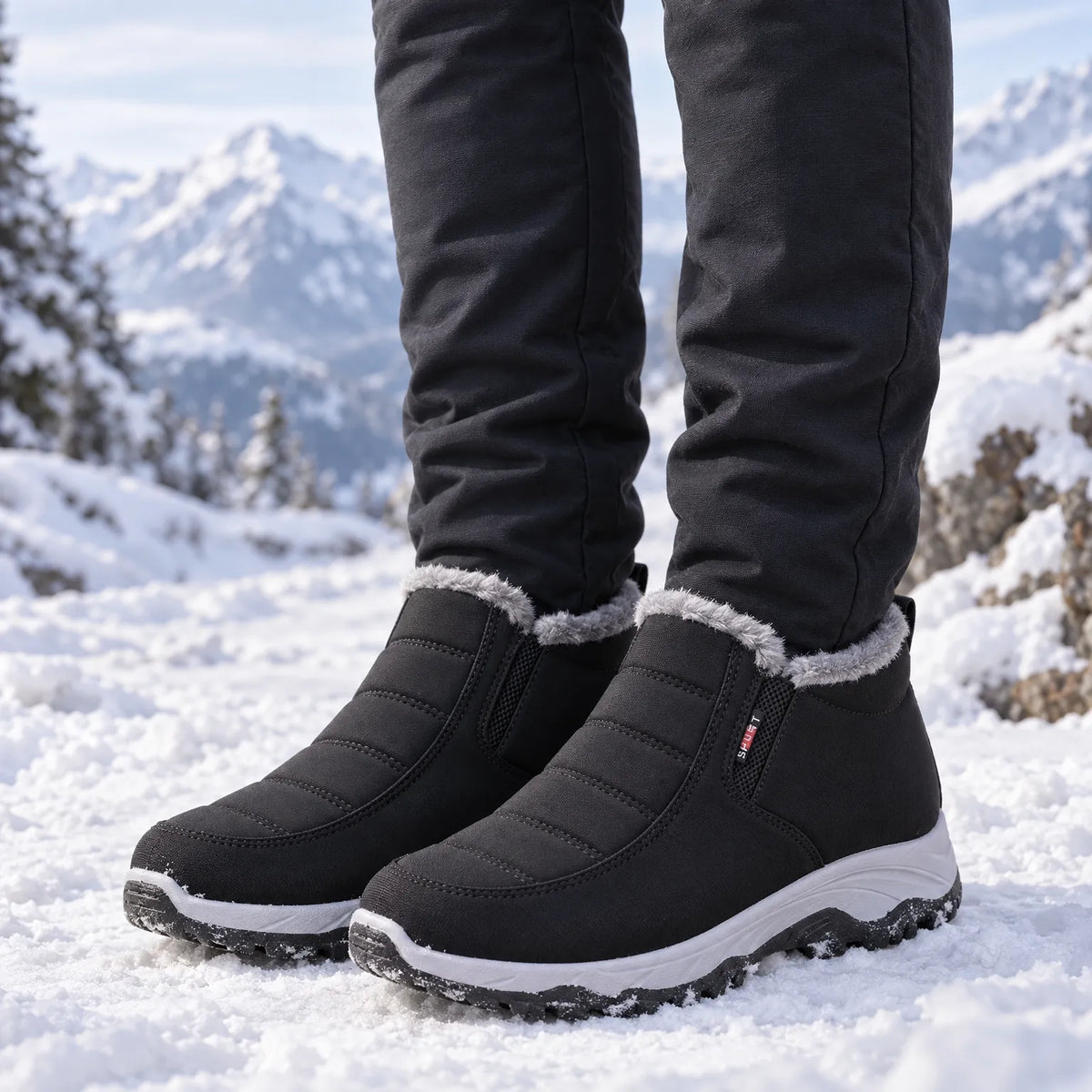 Winter Boots Warm Cotton Lining Slip-On Water-Resistant