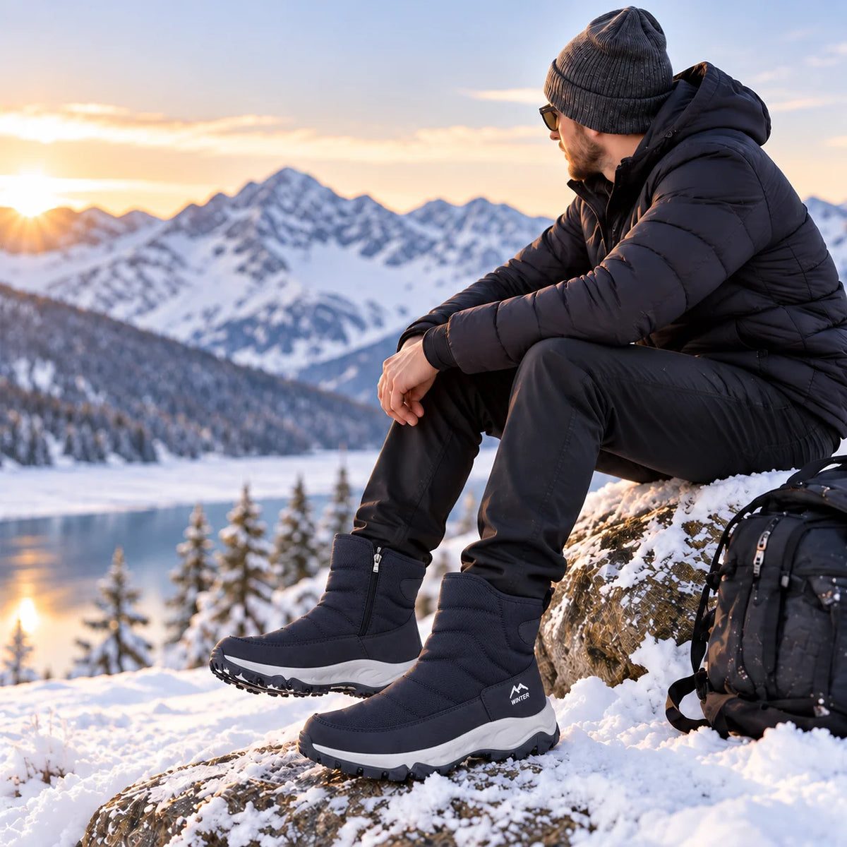 Winter Boots Water-Repellent Plush-Lined Non-Slip Sole