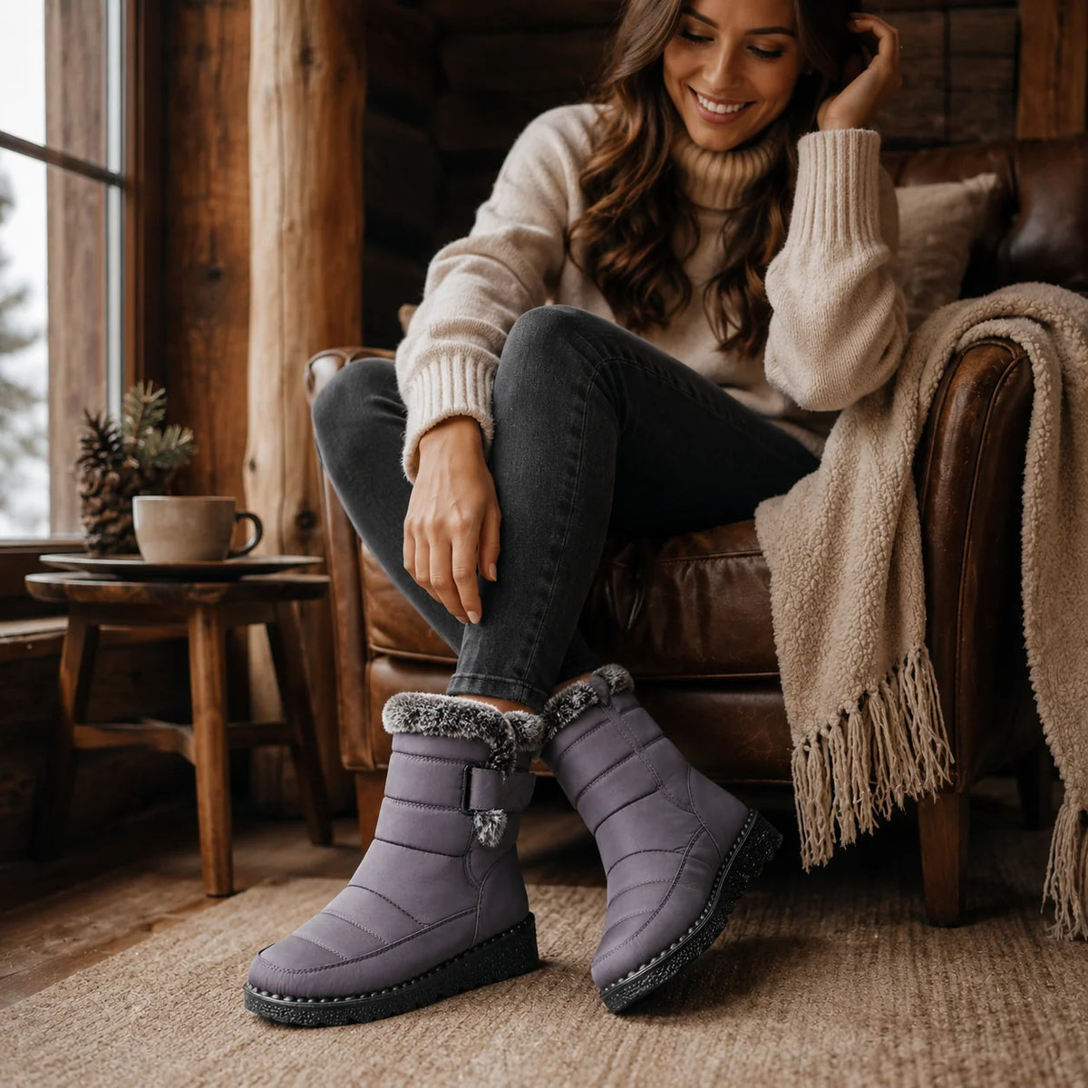 Winter Boots Waterproof Plush-Lined Slip-Resistant Sole