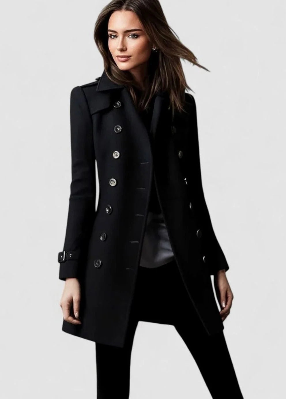 Winter Coat Double-Breasted Tailored Midi Length