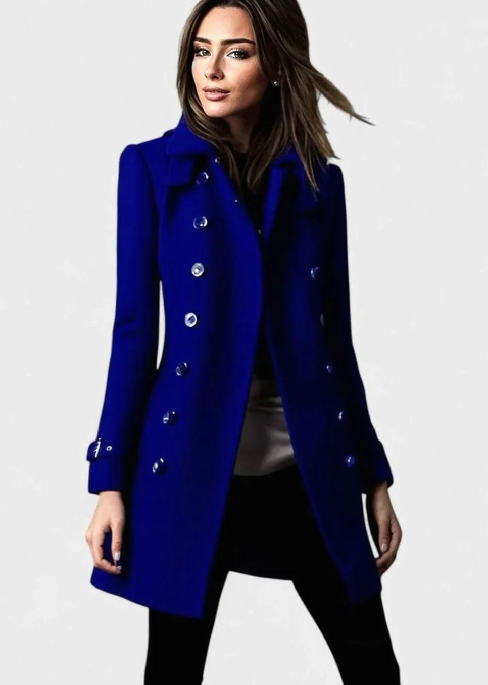 Winter Coat Double-Breasted Tailored Midi Length