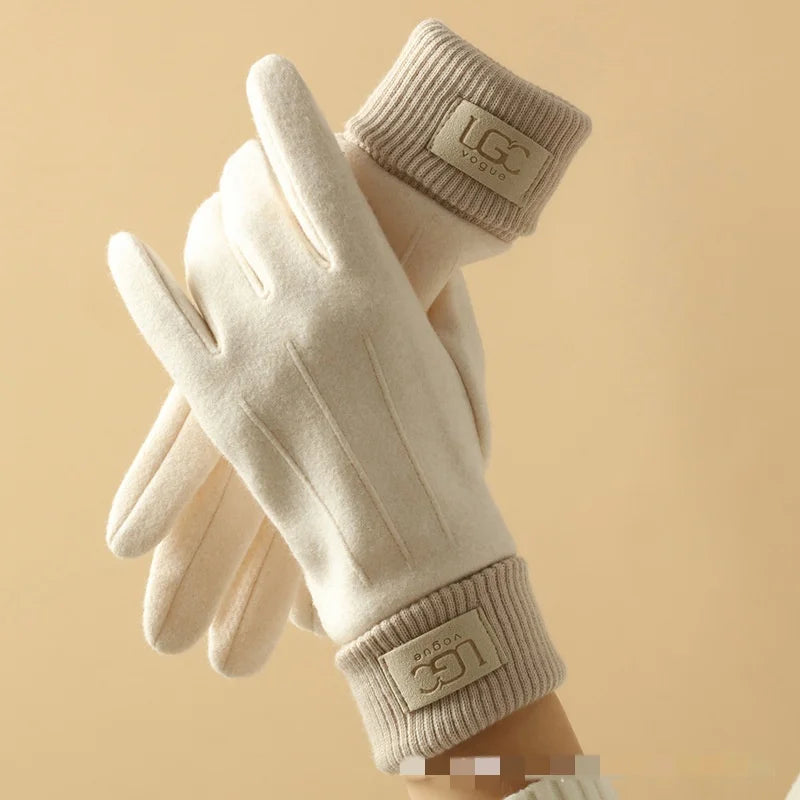 Winter Gloves Wool Blend Touchscreen-Compatible Fleece-Lined