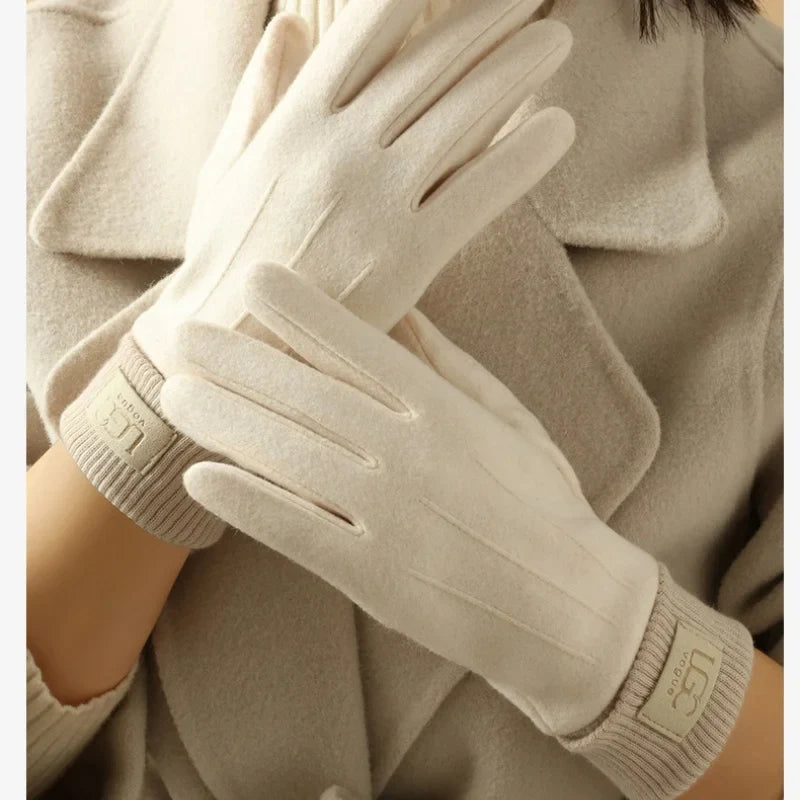 Winter Gloves Wool Blend Touchscreen-Compatible Fleece-Lined