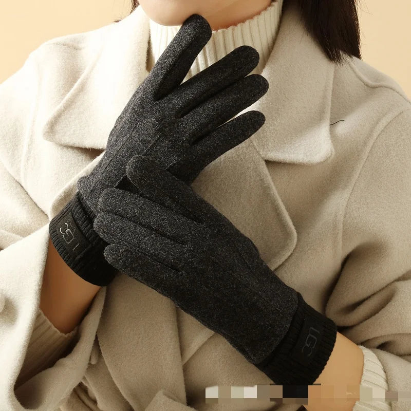 Winter Gloves Wool Blend Touchscreen-Compatible Fleece-Lined