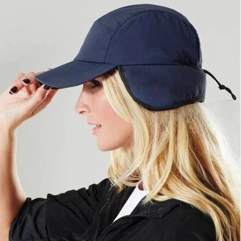 Winter Hat Fleece-Lined Foldable Ear Flaps Windproof