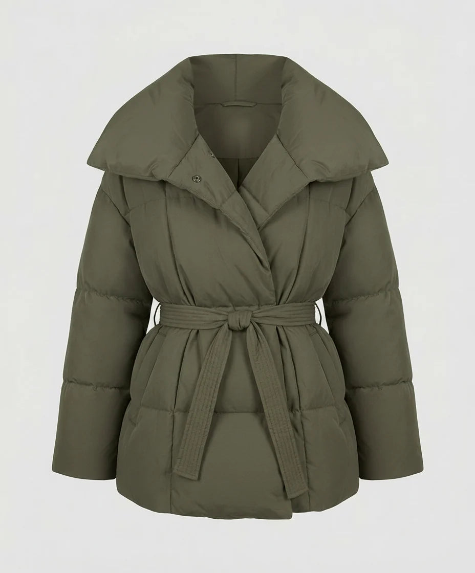 Winter Jacket Women's Tailored Fit Belted Lightweight Insulation