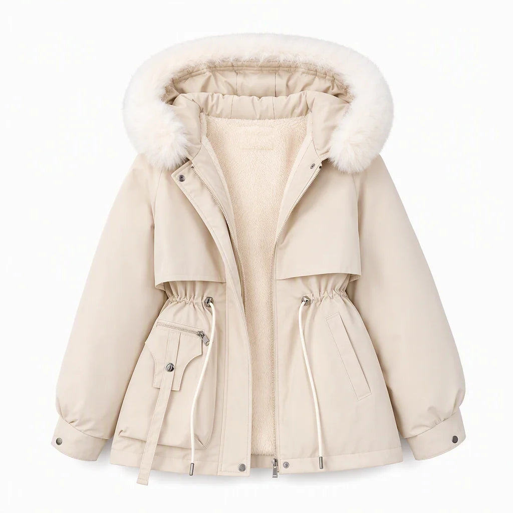 Winter Parka Padded Windproof Adjustable Waist