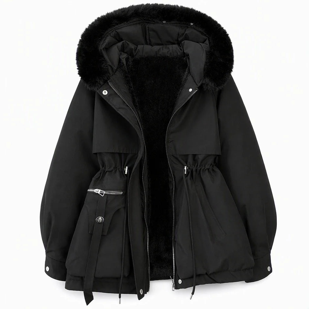 Winter Parka Padded Windproof Adjustable Waist