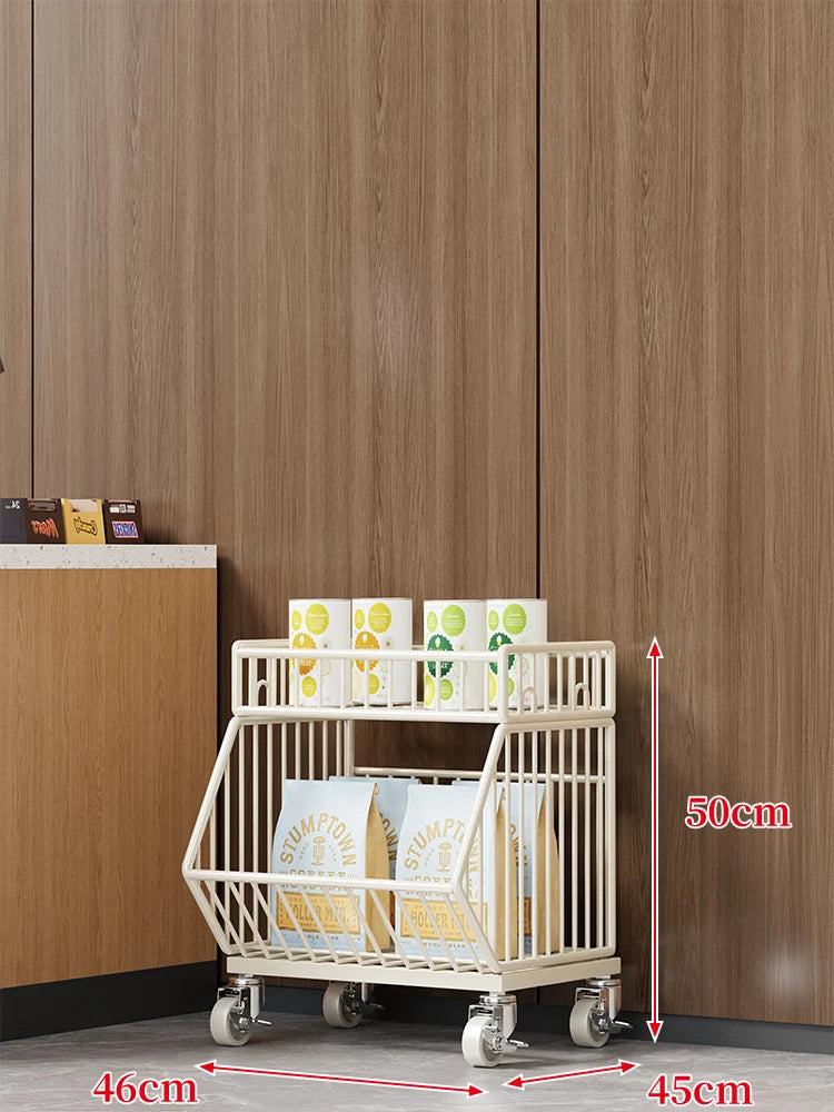 Wire Basket Storage Cart 3-Tier Rolling With Locking Casters