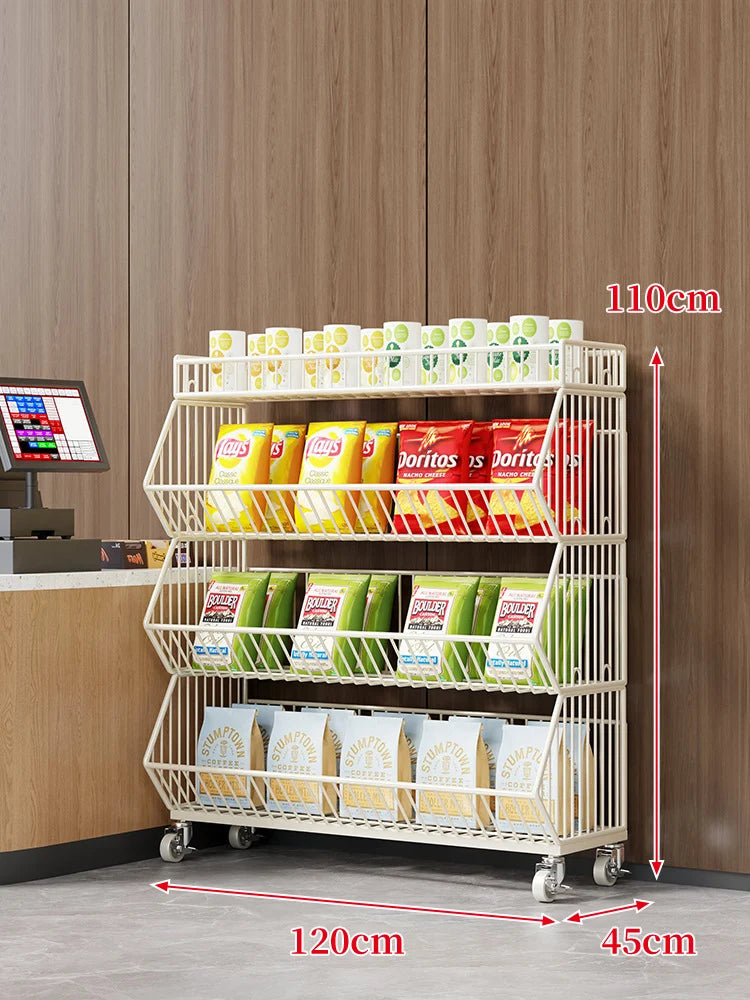 Wire Basket Storage Cart 3-Tier Rolling With Locking Casters