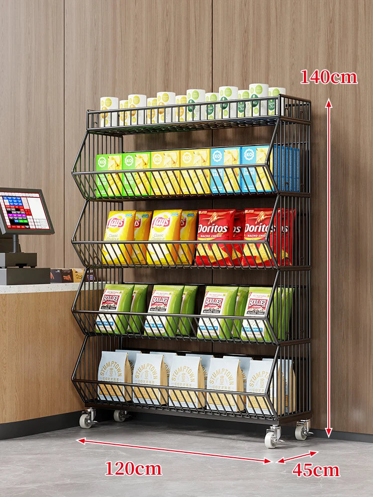 Wire Basket Storage Cart 3-Tier Rolling With Locking Casters