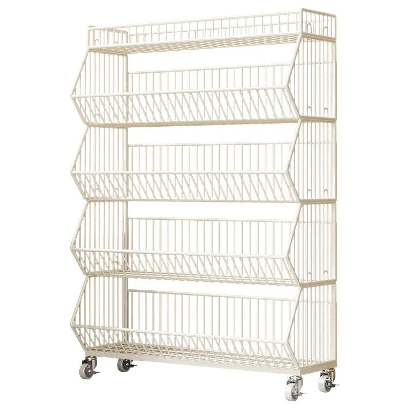 Wire Basket Storage Cart 3-Tier Rolling With Locking Casters