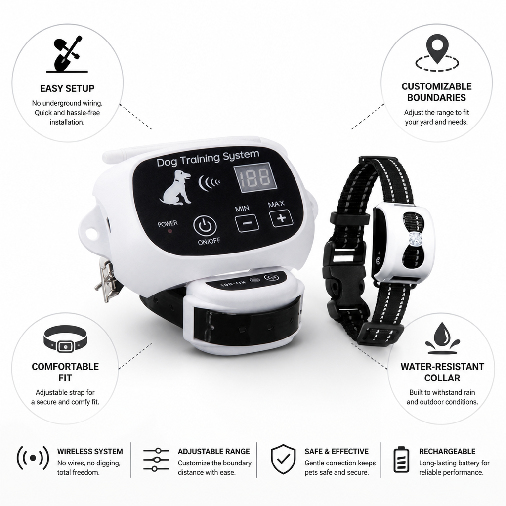 Wireless Adjustable Dog Fence System (Water-Resistant Collar)