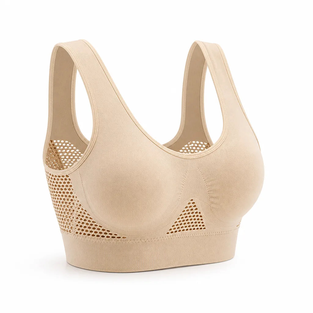 Wireless Bra Breathable Honeycomb Seamless Removable Cups