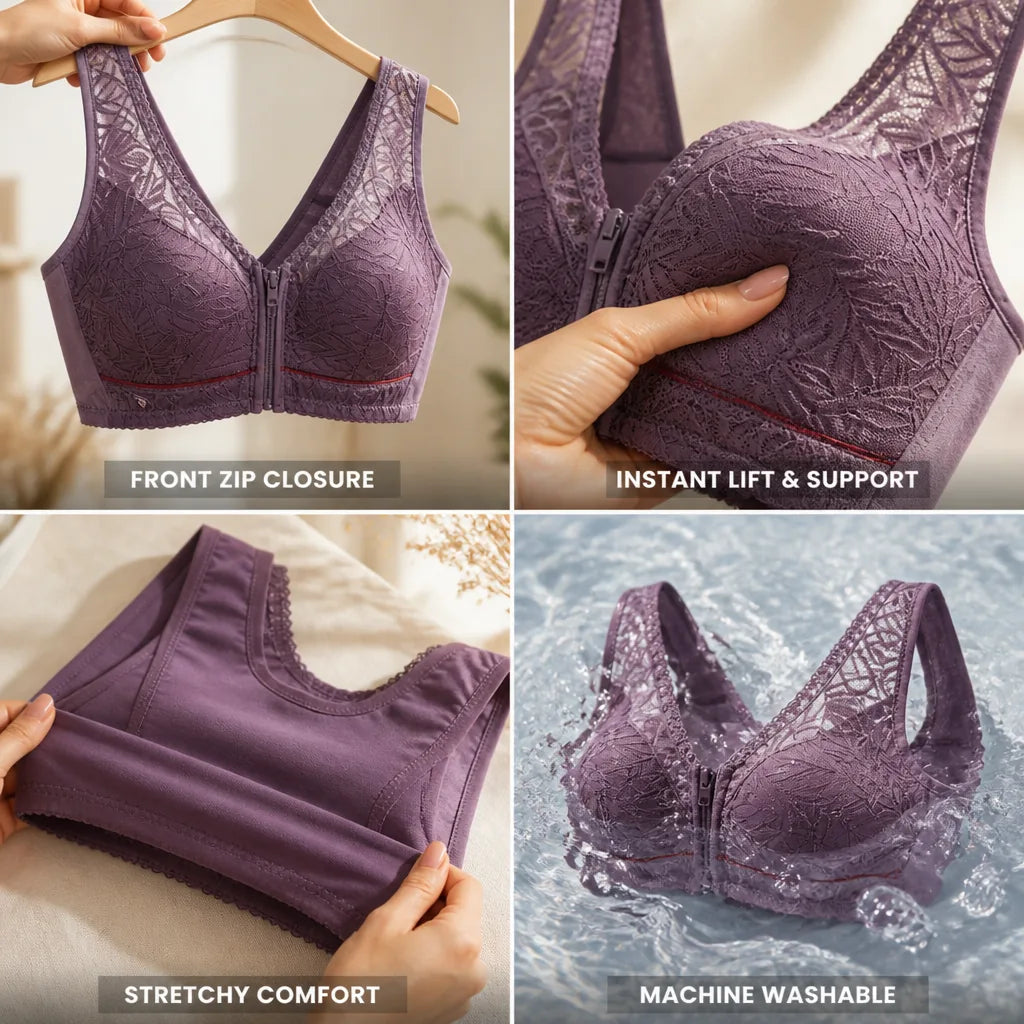 Wireless Bra Front-Zip Seamless Instant Lift
