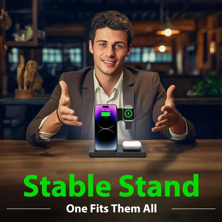 Wireless Charging Stand 3-In-1 Foldable Adjustable
