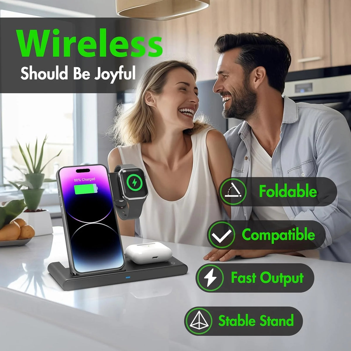 Wireless Charging Station 3-in-1 Foldable Adjustable