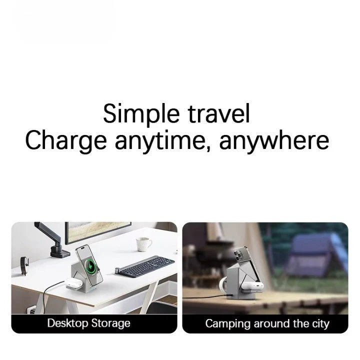 Wireless Charging Station 3-in-1 Rotating Qi2 15W