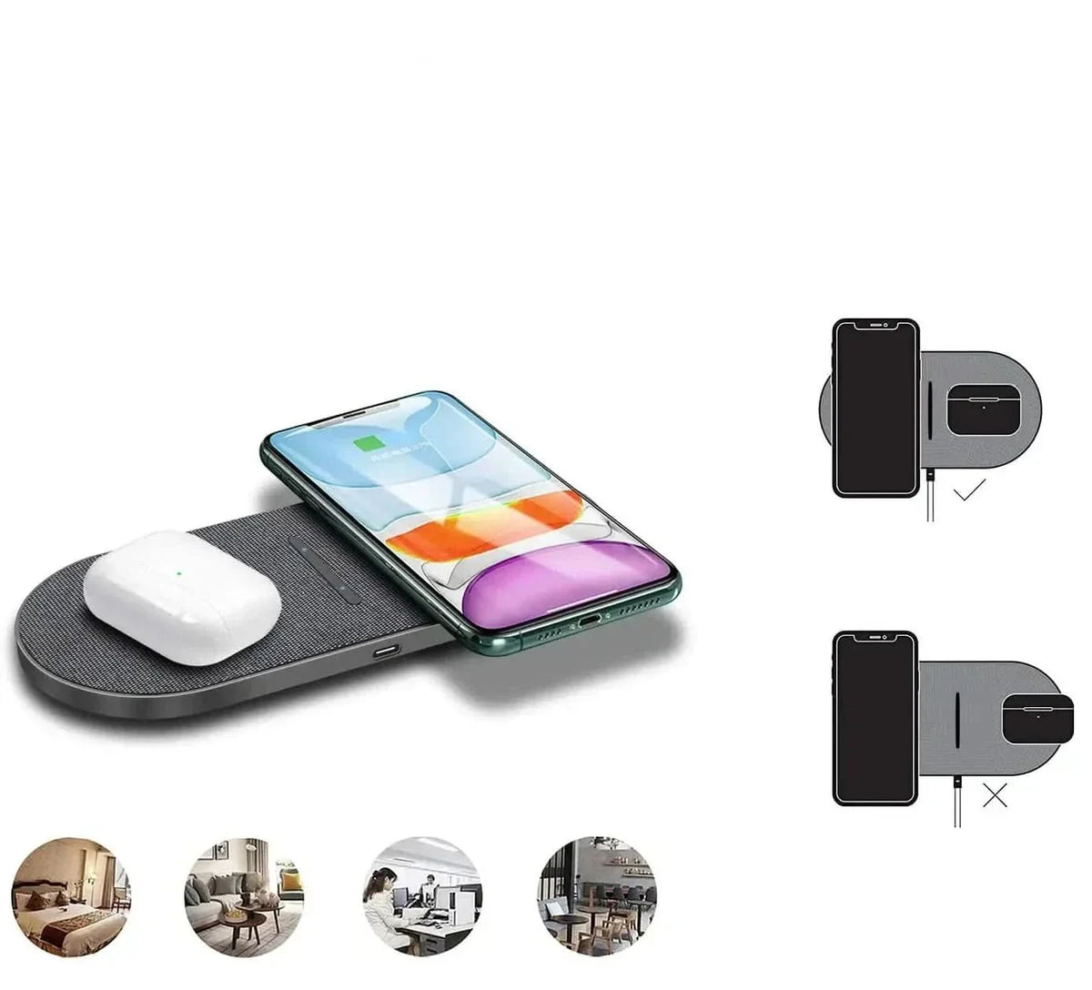 Wireless Charging Station Dual-Device Qi-Compatible 40W Max