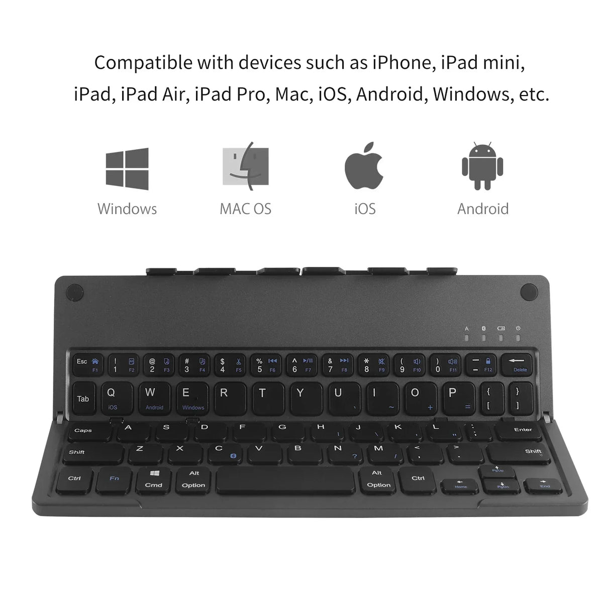 Wireless Keyboard Foldable With Phone Holder