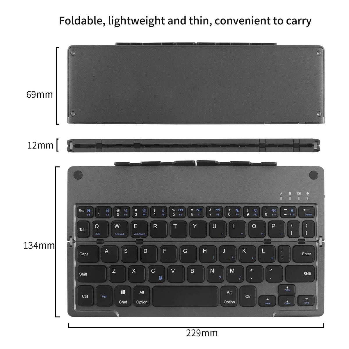 Wireless Keyboard Foldable With Phone Holder