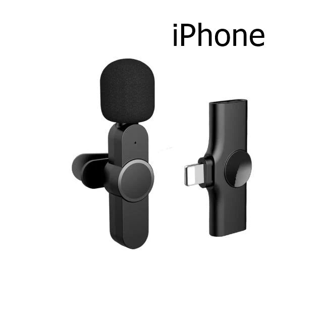 Wireless Microphone Clip-On Smartphone Compatible 65.6 Ft Range
