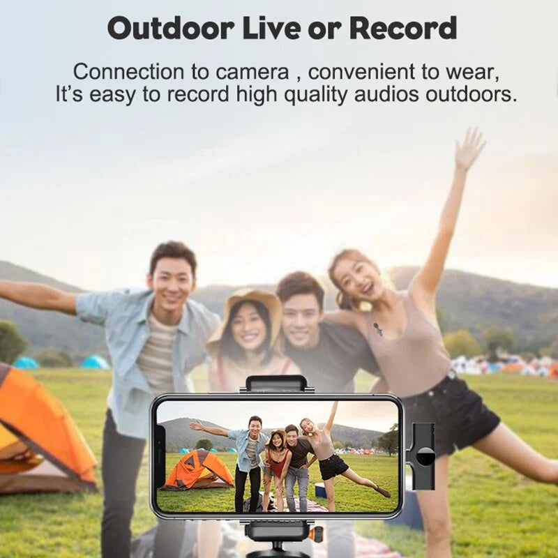 Wireless Microphone Clip-On Smartphone Compatible 65.6 Ft Range