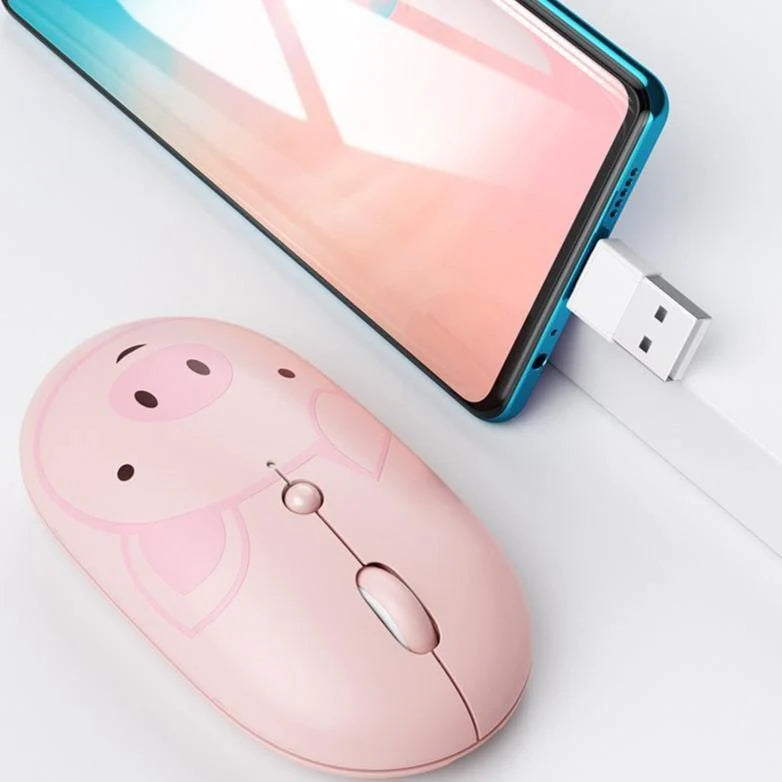 Wireless Mouse Cartoon Animal Rechargeable Quiet Clicks USB-C Receiver