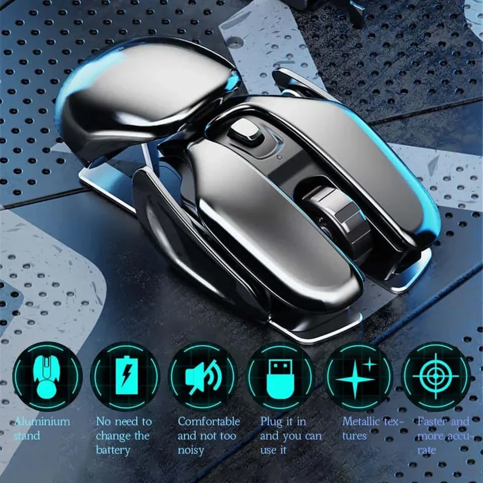 Wireless Mouse Ergonomic Metal Quiet Clicks