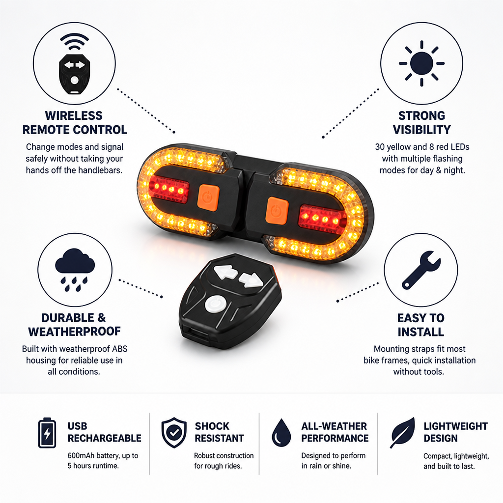 Wireless Remote & USB-Rechargeable Bike Taillight