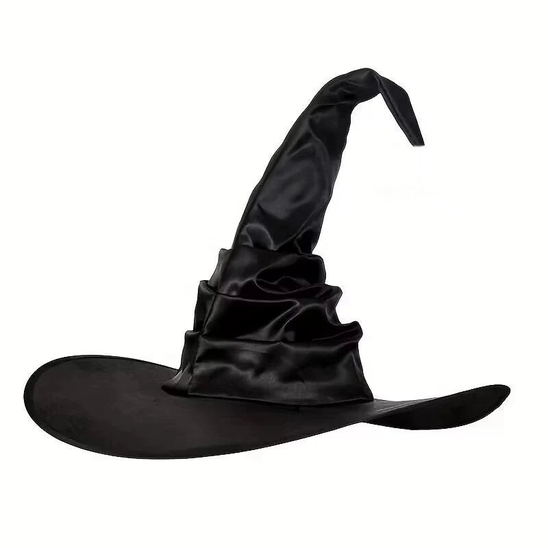 Witch Hat Black Satin-Like Fabric Adjustable Fit