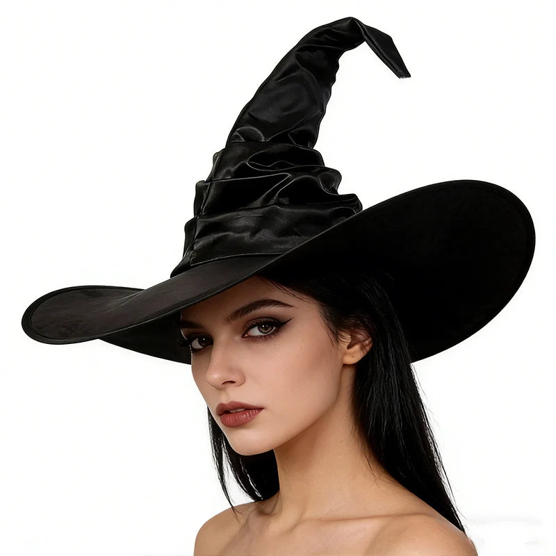 Witch Hat Satin-Like Fabric Curved Point Adjustable Fit