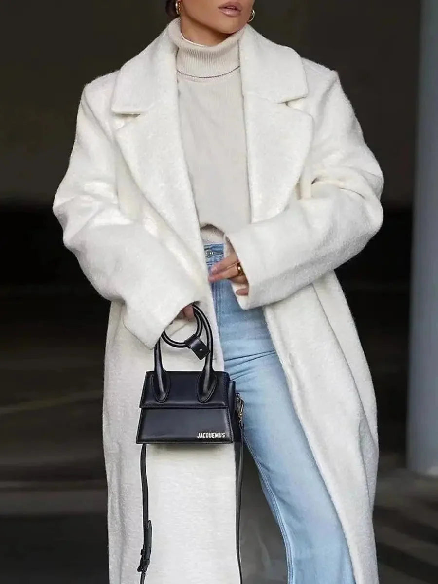 Women's Coat Oversized Maxi Length Notched Lapels