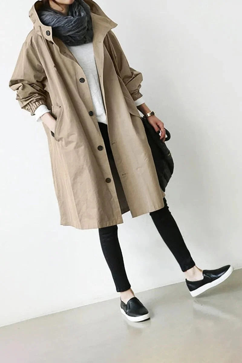 Women's Coat Stretch Knit Waist-Shaping Machine Washable