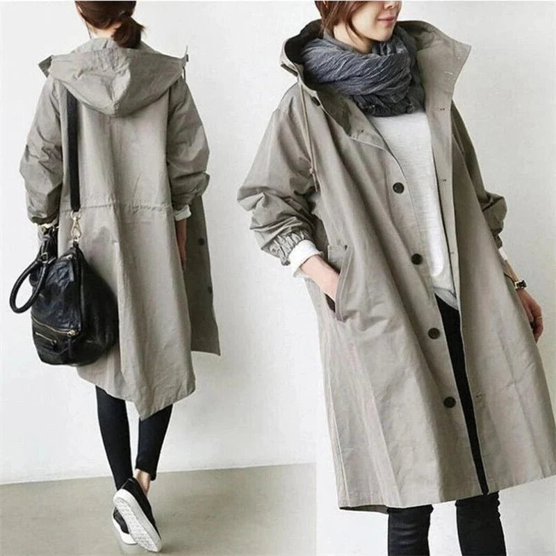Women's Coat Stretch Knit Waist-Shaping Machine Washable