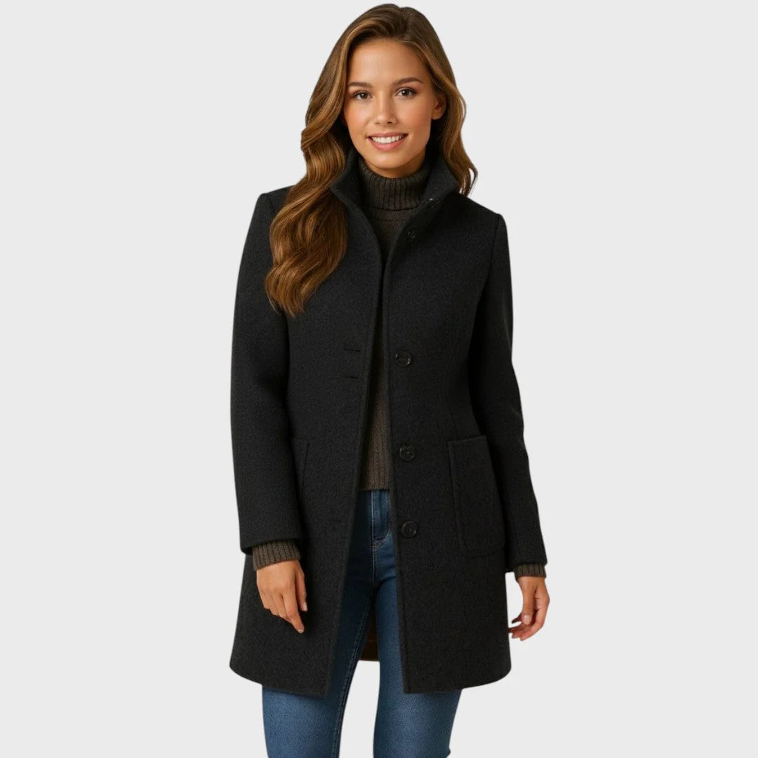 Women's Coat Tailored Fit Button Closure Lightweight Warmth