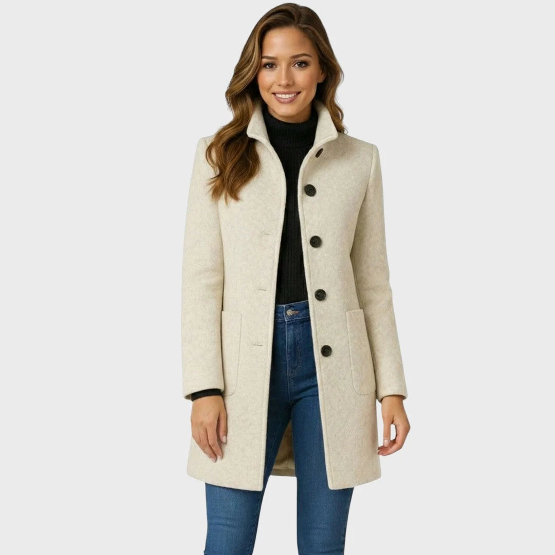 Women's Coat Tailored Fit Button Closure Lightweight Warmth