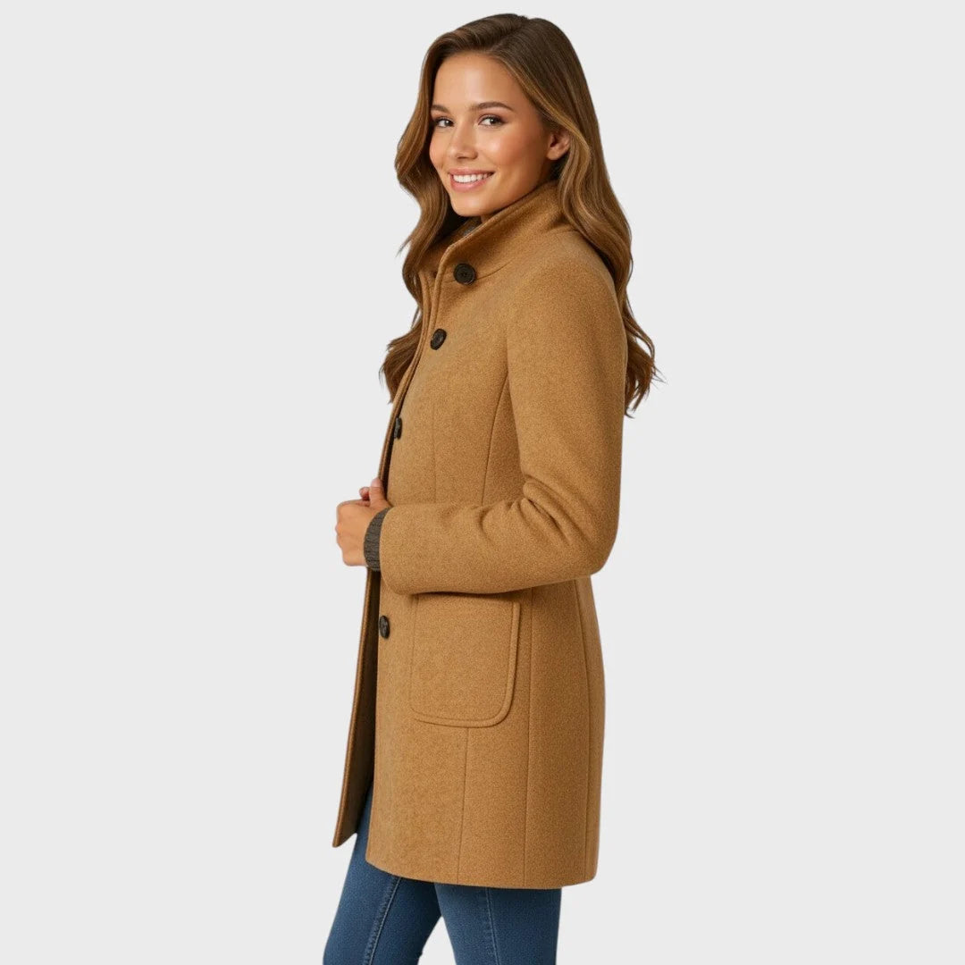 Women's Coat Tailored Fit Button Closure Lightweight Warmth