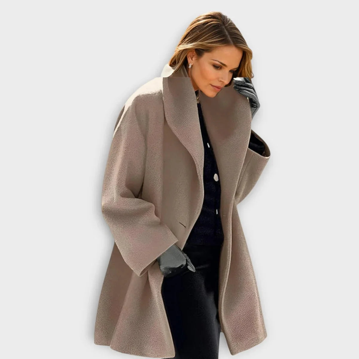 Women's Coat Wool Blend Windproof Hip-Length