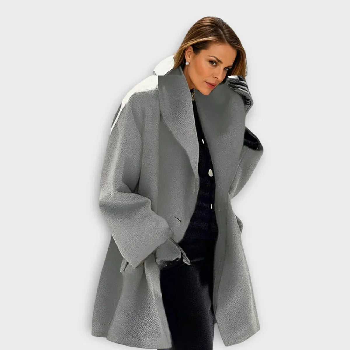 Women's Coat Wool Blend Windproof Hip-Length