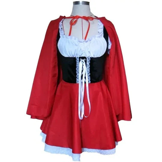 Women's Costume Dress Hooded Cape Layered Skirt Knee-Length