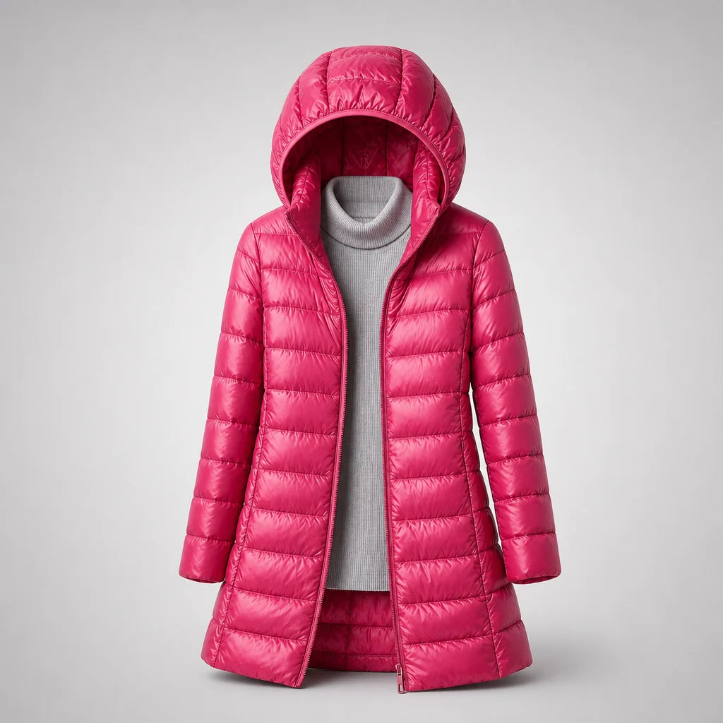 Women's Down Jacket Ultralight Packable Detachable Hood Wind & Water Resistant