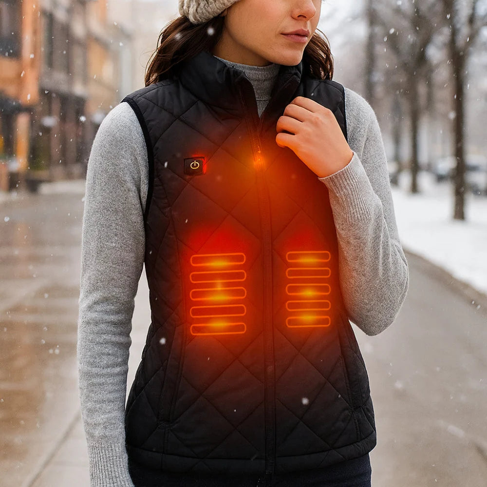 Women's Heated Vest USB Powered Nine Heating Zones Three Heat Levels